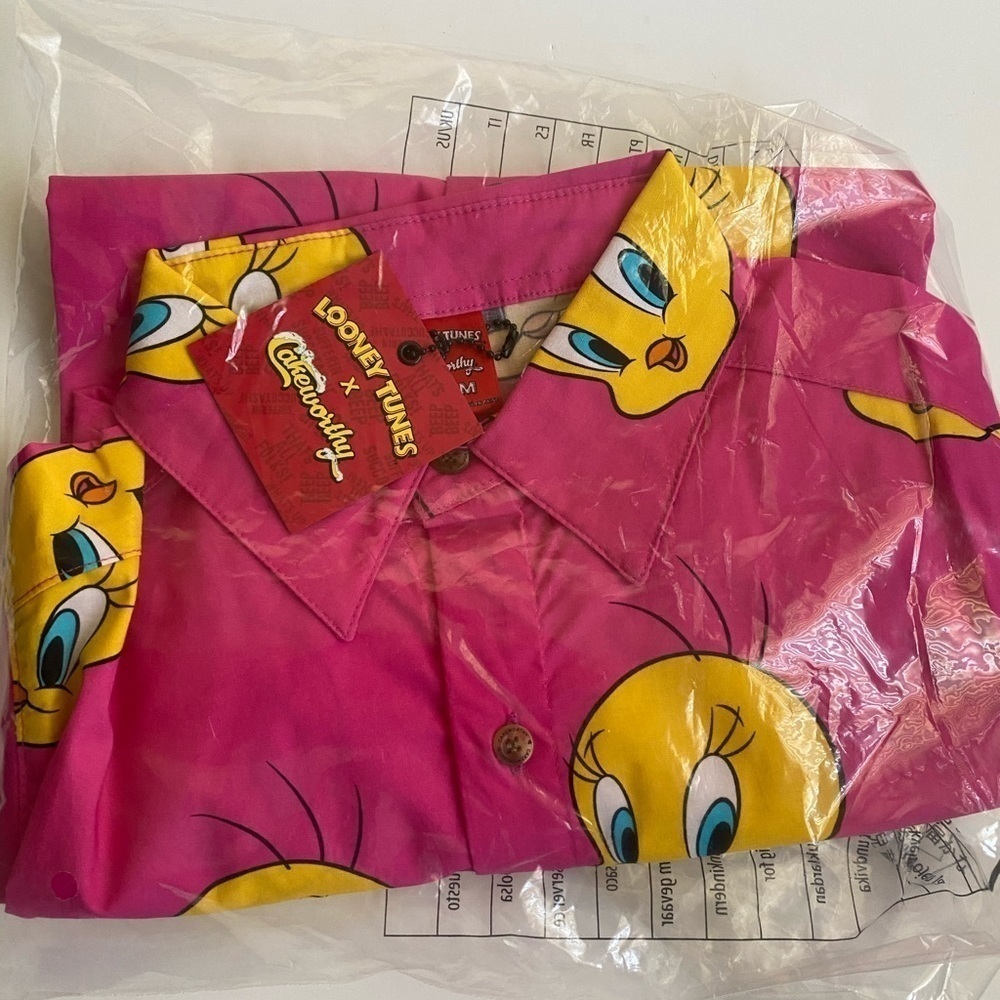 Looney tunes Tweety button up shirt M unisex - Picture 4 of 6
